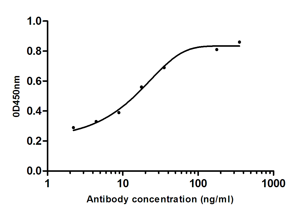 Recombinant Anthrax Protective Antigen used as Coating antigen,followed by Anti-Anthrax Protective Antigen Human antibody and then incubated with Anti-Human IgG(168109) Mouse mAb, HRP conjugated goat anti Mouse IgG was used for coloring.